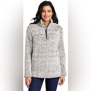 Port Authority Sherpa 1/4 Zip Fleece w/Zipper Pull - Women's Cozy Gray soft New